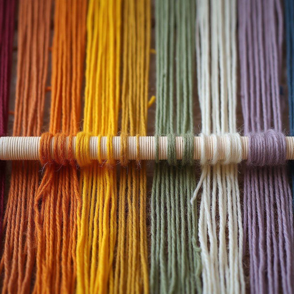 Urdimbre con mezcla de colores de lanas naturales