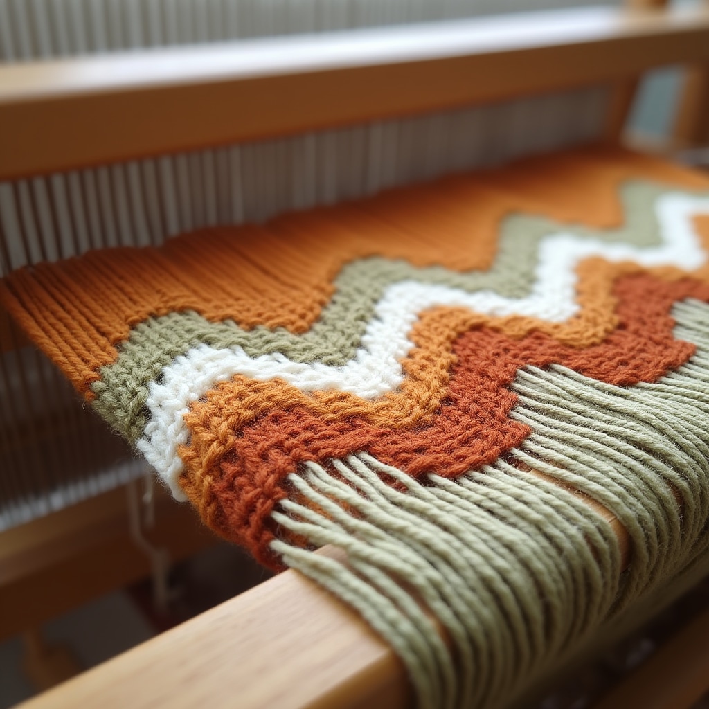 Patrón chevron tejido en lana merino natural